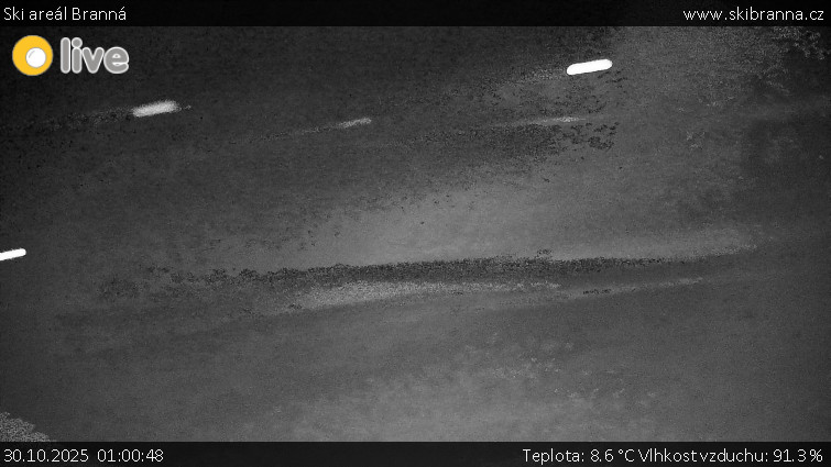 Ski areál Branná - Ski Branná - horní kamera - 30.10.2025 v 01:00 Ski areál Branná - Ski Branná - horní kamera - 30.10.2025 v 01:00