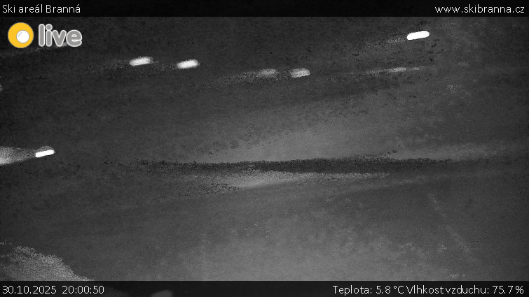 Ski areál Branná - Ski Branná - horní kamera - 30.10.2025 v 20:00 Ski areál Branná - Ski Branná - horní kamera - 30.10.2025 v 20:00