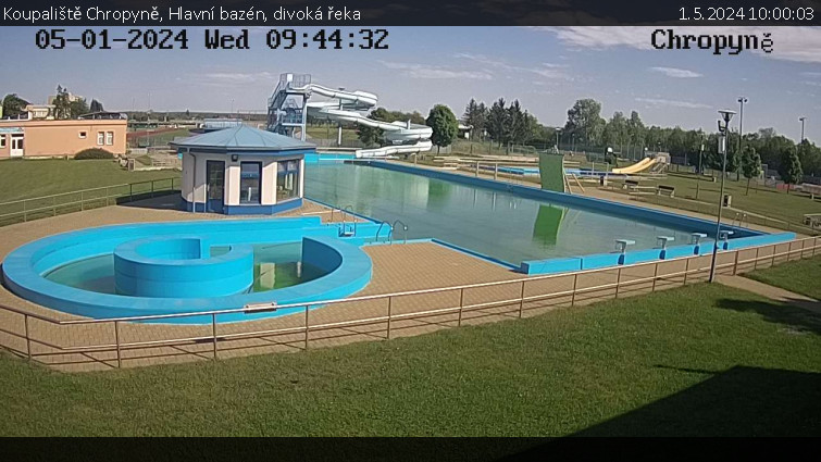 Koupaliště Chropyně - Hlavní bazén, divoká řeka - 1.5.2024 v 10:00