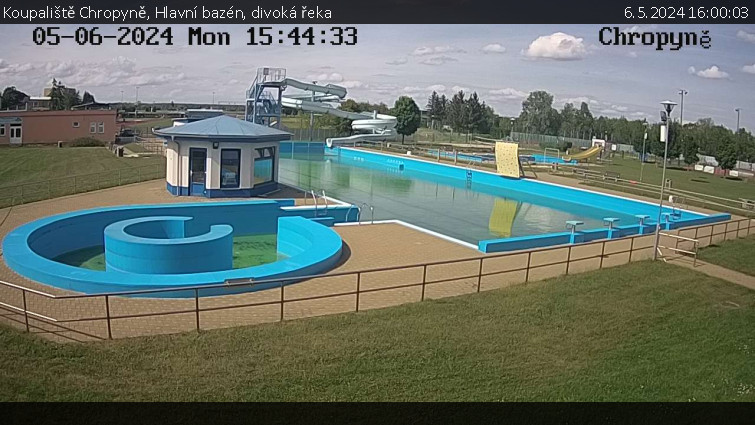 Koupaliště Chropyně - Hlavní bazén, divoká řeka - 6.5.2024 v 16:00