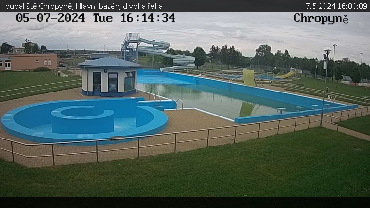 Koupaliště Chropyně - Hlavní bazén, divoká řeka - 7.5.2024 v 16:00