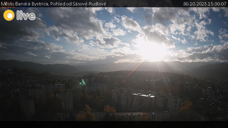 Město Banská Bystrica - Pohled od Sásové-Rudlové - 30.10.2025 v 15:30 Město Banská Bystrica - Pohled od Sásové-Rudlové - 30.10.2025 v 15:30