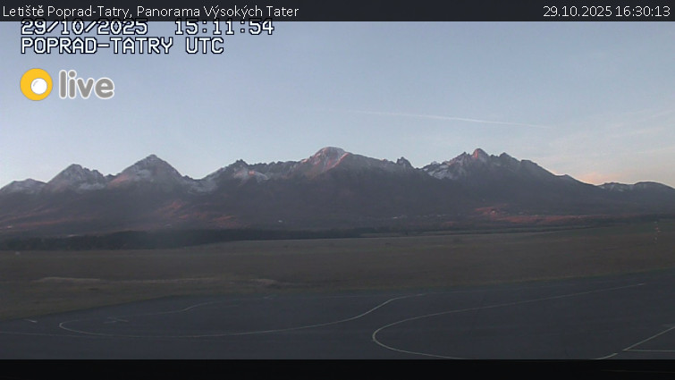 Letiště Poprad-Tatry - Panorama Výsokých Tater - 29.10.2025 v 16:30 Letiště Poprad-Tatry - Panorama Výsokých Tater - 29.10.2025 v 16:30