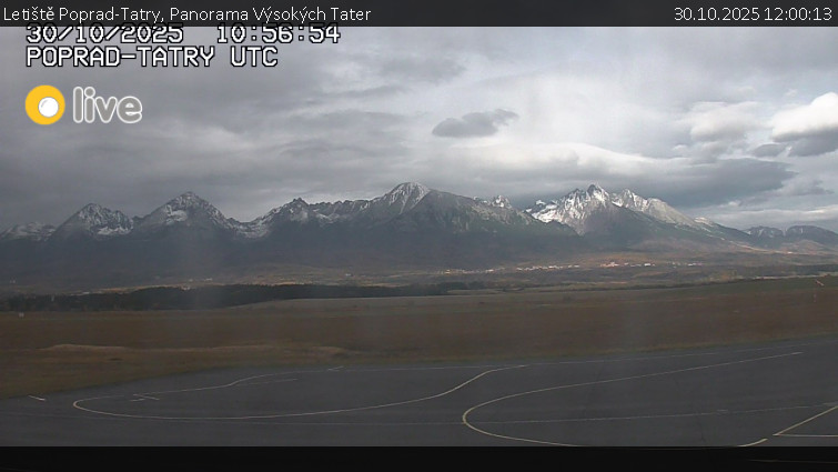 Letiště Poprad-Tatry - Panorama Výsokých Tater - 30.10.2025 v 12:00 Letiště Poprad-Tatry - Panorama Výsokých Tater - 30.10.2025 v 12:00