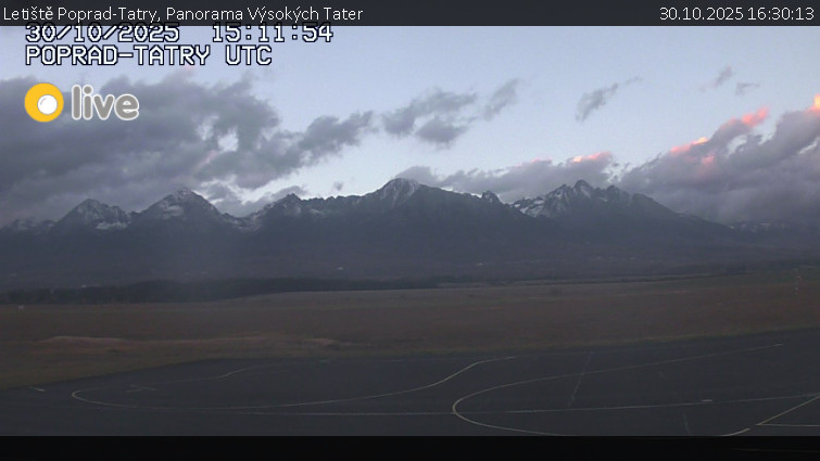 Letiště Poprad-Tatry - Panorama Výsokých Tater - 30.10.2025 v 16:30 Letiště Poprad-Tatry - Panorama Výsokých Tater - 30.10.2025 v 16:30