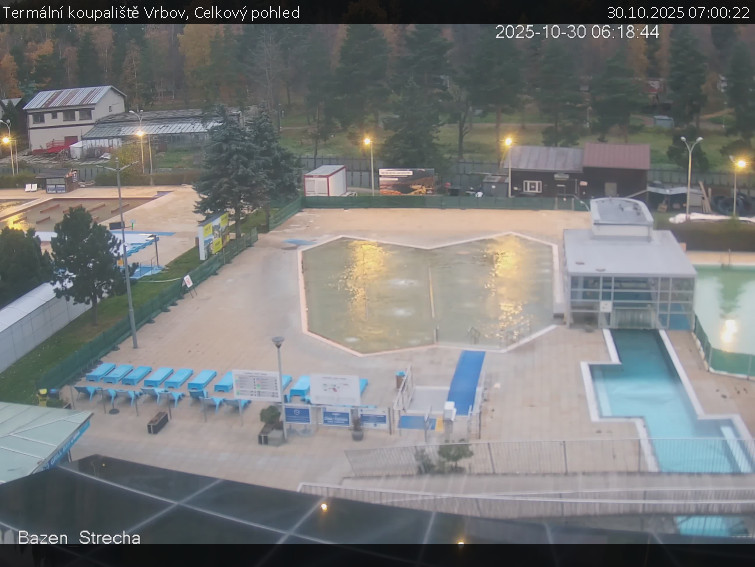 Termální koupaliště Vrbov - Celkový pohled - 30.10.2025 v 07:00 Termální koupaliště Vrbov - Celkový pohled - 30.10.2025 v 07:00