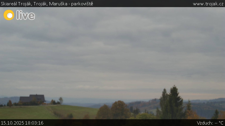 Skiareál Troják - Troják, Maruška - parkoviště - 15.10.2025 v 18:03 Skiareál Troják - Troják, Maruška - parkoviště - 15.10.2025 v 18:03