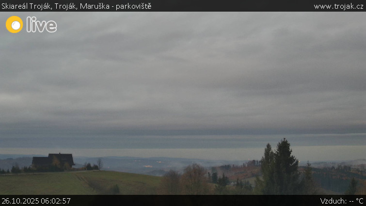Skiareál Troják - Troják, Maruška - parkoviště - 26.10.2025 v 06:02 Skiareál Troják - Troják, Maruška - parkoviště - 26.10.2025 v 06:02