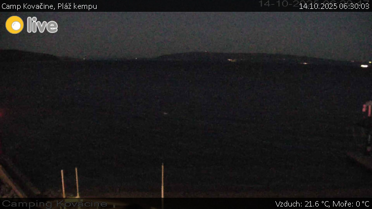 Camp Kovačine - Pláž kempu - 14.10.2025 v 06:30 Camp Kovačine - Pláž kempu - 14.10.2025 v 06:30