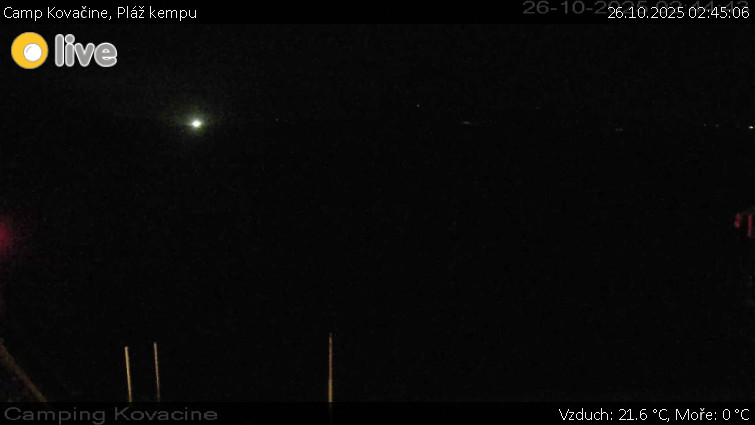 Camp Kovačine - Pláž kempu - 26.10.2025 v 02:45 Camp Kovačine - Pláž kempu - 26.10.2025 v 02:45
