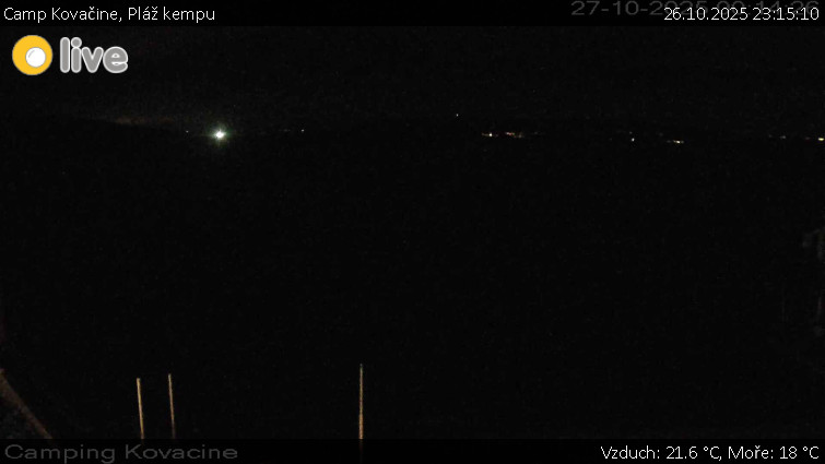 Camp Kovačine - Pláž kempu - 26.10.2025 v 23:15 Camp Kovačine - Pláž kempu - 26.10.2025 v 23:15