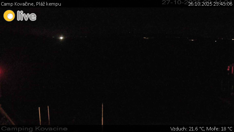 Camp Kovačine - Pláž kempu - 26.10.2025 v 23:45 Camp Kovačine - Pláž kempu - 26.10.2025 v 23:45