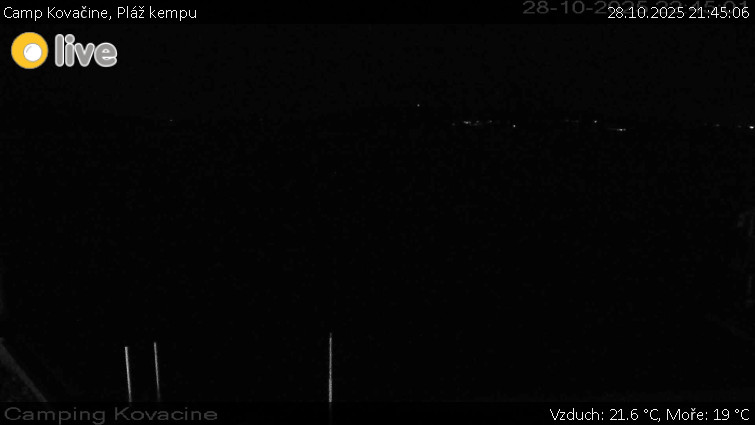 Camp Kovačine - Pláž kempu - 28.10.2025 v 21:45 Camp Kovačine - Pláž kempu - 28.10.2025 v 21:45