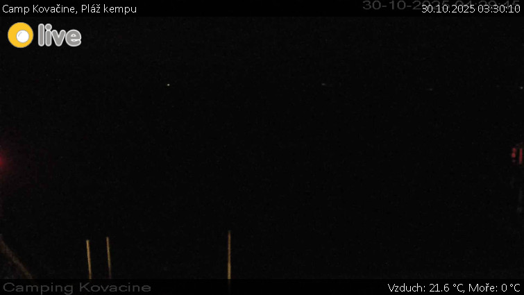 Camp Kovačine - Pláž kempu - 30.10.2025 v 03:30 Camp Kovačine - Pláž kempu - 30.10.2025 v 03:30