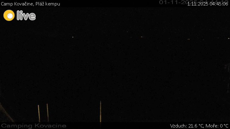 Camp Kovačine - Pláž kempu - 1.11.2025 v 04:45 Camp Kovačine - Pláž kempu - 1.11.2025 v 04:45