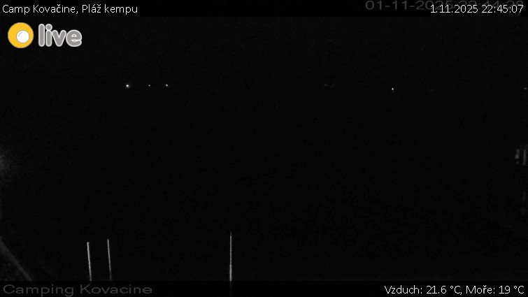 Camp Kovačine - Pláž kempu - 1.11.2025 v 22:45 Camp Kovačine - Pláž kempu - 1.11.2025 v 22:45