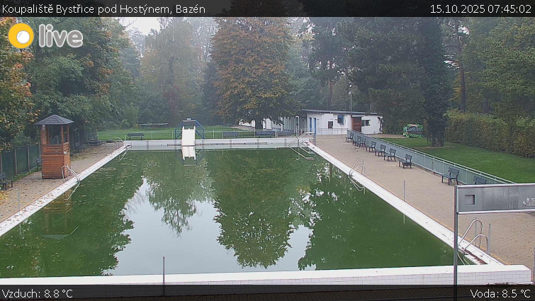 Koupaliště Bystřice pod Hostýnem - Bazén - 15.10.2025 v 07:45 Koupaliště Bystřice pod Hostýnem - Bazén - 15.10.2025 v 07:45