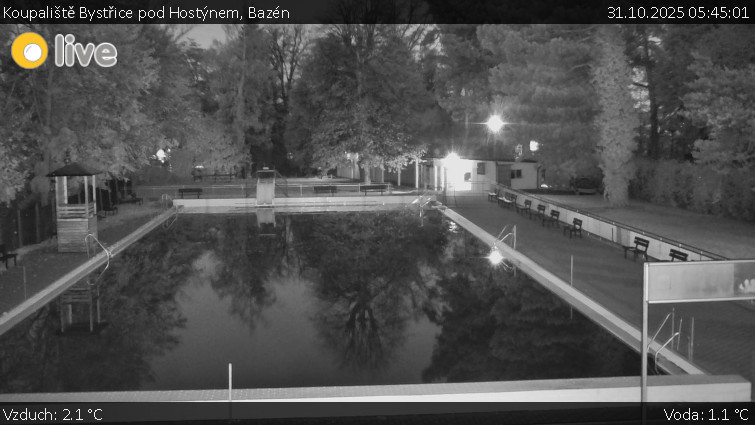 Koupaliště Bystřice pod Hostýnem - Bazén - 31.10.2025 v 05:45 Koupaliště Bystřice pod Hostýnem - Bazén - 31.10.2025 v 05:45
