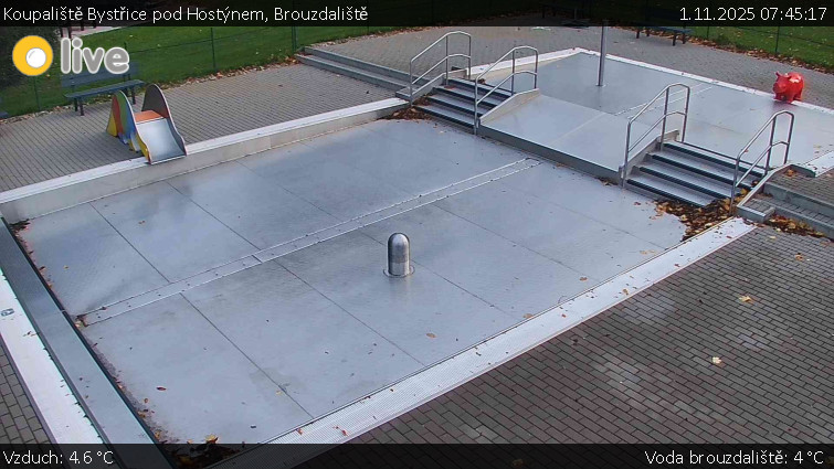 Koupaliště Bystřice pod Hostýnem - Brouzdaliště - 1.11.2025 v 07:45 Koupaliště Bystřice pod Hostýnem - Brouzdaliště - 1.11.2025 v 07:45