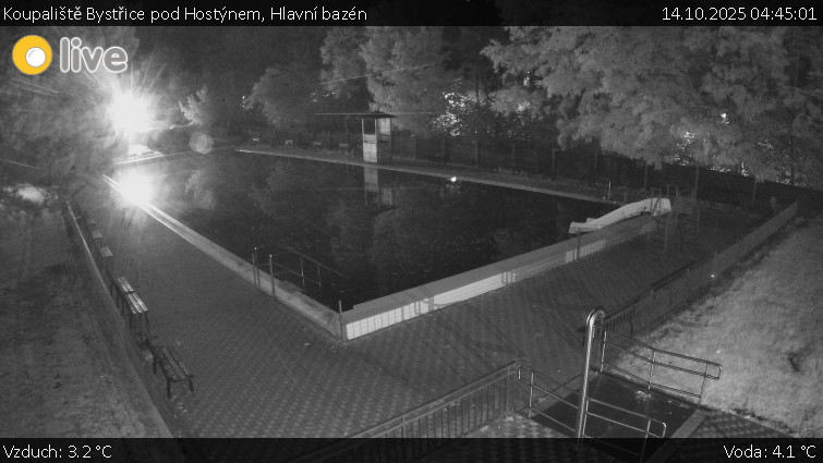 Koupaliště Bystřice pod Hostýnem - Hlavní bazén - 14.10.2025 v 04:45 Koupaliště Bystřice pod Hostýnem - Hlavní bazén - 14.10.2025 v 04:45