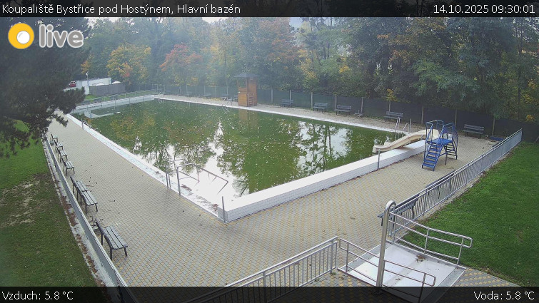 Koupaliště Bystřice pod Hostýnem - Hlavní bazén - 14.10.2025 v 09:30 Koupaliště Bystřice pod Hostýnem - Hlavní bazén - 14.10.2025 v 09:30