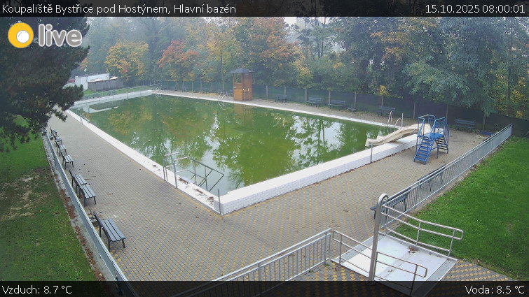 Koupaliště Bystřice pod Hostýnem - Hlavní bazén - 15.10.2025 v 08:00 Koupaliště Bystřice pod Hostýnem - Hlavní bazén - 15.10.2025 v 08:00