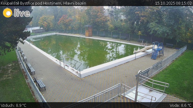 Koupaliště Bystřice pod Hostýnem - Hlavní bazén - 15.10.2025 v 08:15 Koupaliště Bystřice pod Hostýnem - Hlavní bazén - 15.10.2025 v 08:15
