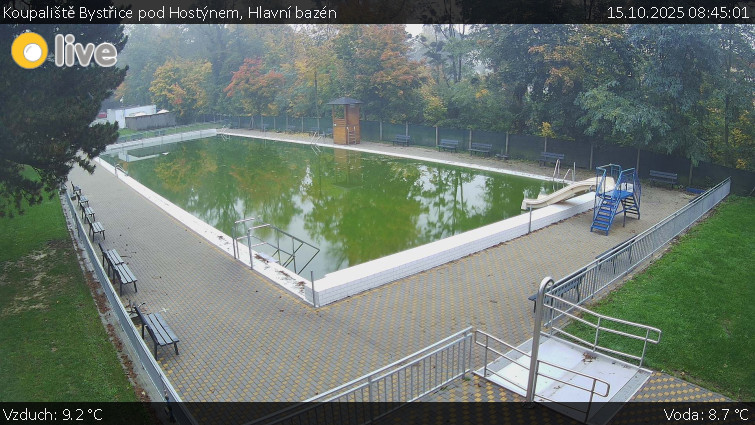 Koupaliště Bystřice pod Hostýnem - Hlavní bazén - 15.10.2025 v 08:45 Koupaliště Bystřice pod Hostýnem - Hlavní bazén - 15.10.2025 v 08:45