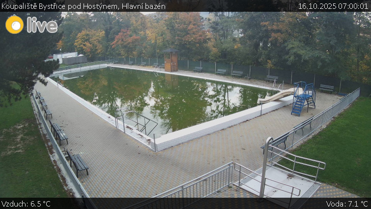 Koupaliště Bystřice pod Hostýnem - Hlavní bazén - 16.10.2025 v 07:00 Koupaliště Bystřice pod Hostýnem - Hlavní bazén - 16.10.2025 v 07:00