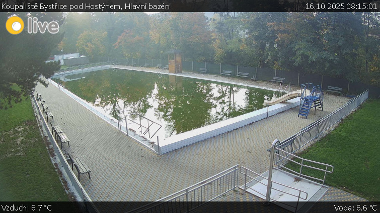 Koupaliště Bystřice pod Hostýnem - Hlavní bazén - 16.10.2025 v 08:15 Koupaliště Bystřice pod Hostýnem - Hlavní bazén - 16.10.2025 v 08:15