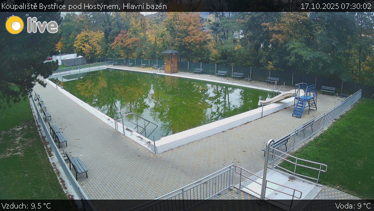 Koupaliště Bystřice pod Hostýnem - Hlavní bazén - 17.10.2025 v 07:30 Koupaliště Bystřice pod Hostýnem - Hlavní bazén - 17.10.2025 v 07:30