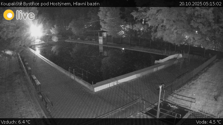 Koupaliště Bystřice pod Hostýnem - Hlavní bazén - 20.10.2025 v 05:15 Koupaliště Bystřice pod Hostýnem - Hlavní bazén - 20.10.2025 v 05:15