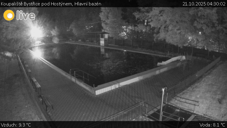 Koupaliště Bystřice pod Hostýnem - Hlavní bazén - 21.10.2025 v 04:30 Koupaliště Bystřice pod Hostýnem - Hlavní bazén - 21.10.2025 v 04:30