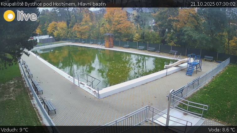 Koupaliště Bystřice pod Hostýnem - Hlavní bazén - 21.10.2025 v 07:30 Koupaliště Bystřice pod Hostýnem - Hlavní bazén - 21.10.2025 v 07:30