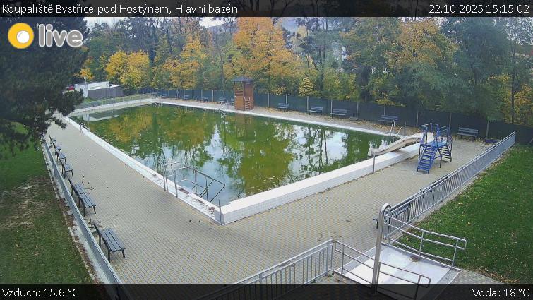 Koupaliště Bystřice pod Hostýnem - Hlavní bazén - 22.10.2025 v 15:15 Koupaliště Bystřice pod Hostýnem - Hlavní bazén - 22.10.2025 v 15:15