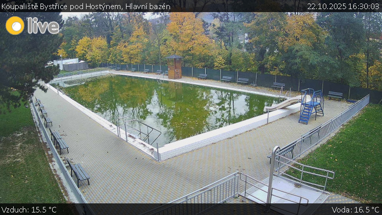 Koupaliště Bystřice pod Hostýnem - Hlavní bazén - 22.10.2025 v 16:30 Koupaliště Bystřice pod Hostýnem - Hlavní bazén - 22.10.2025 v 16:30