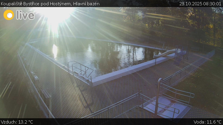 Koupaliště Bystřice pod Hostýnem - Hlavní bazén - 23.10.2025 v 08:30 Koupaliště Bystřice pod Hostýnem - Hlavní bazén - 23.10.2025 v 08:30