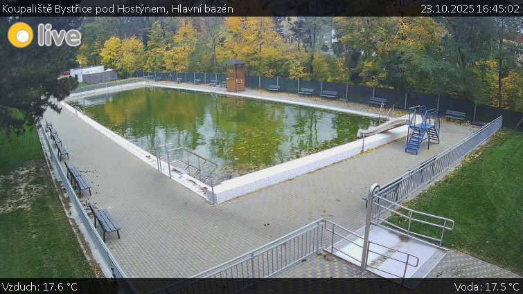 Koupaliště Bystřice pod Hostýnem - Hlavní bazén - 23.10.2025 v 16:45 Koupaliště Bystřice pod Hostýnem - Hlavní bazén - 23.10.2025 v 16:45