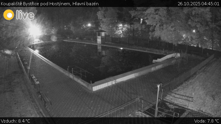 Koupaliště Bystřice pod Hostýnem - Hlavní bazén - 26.10.2025 v 04:45 Koupaliště Bystřice pod Hostýnem - Hlavní bazén - 26.10.2025 v 04:45