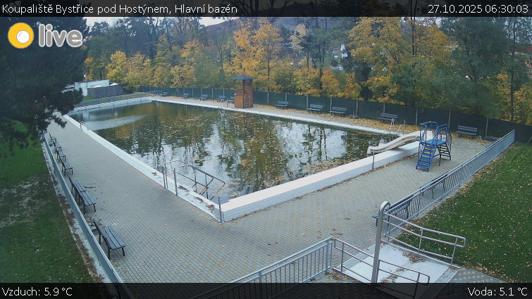 Koupaliště Bystřice pod Hostýnem - Hlavní bazén - 27.10.2025 v 06:30 Koupaliště Bystřice pod Hostýnem - Hlavní bazén - 27.10.2025 v 06:30