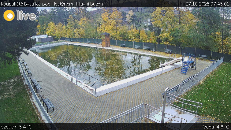 Koupaliště Bystřice pod Hostýnem - Hlavní bazén - 27.10.2025 v 07:45 Koupaliště Bystřice pod Hostýnem - Hlavní bazén - 27.10.2025 v 07:45
