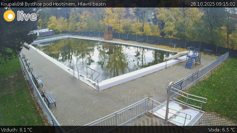 Koupaliště Bystřice pod Hostýnem - Hlavní bazén - 28.10.2025 v 09:15 Koupaliště Bystřice pod Hostýnem - Hlavní bazén - 28.10.2025 v 09:15