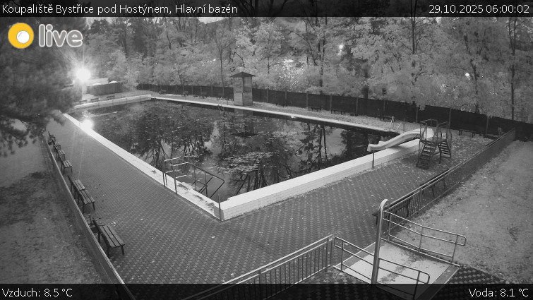 Koupaliště Bystřice pod Hostýnem - Hlavní bazén - 29.10.2025 v 06:00 Koupaliště Bystřice pod Hostýnem - Hlavní bazén - 29.10.2025 v 06:00