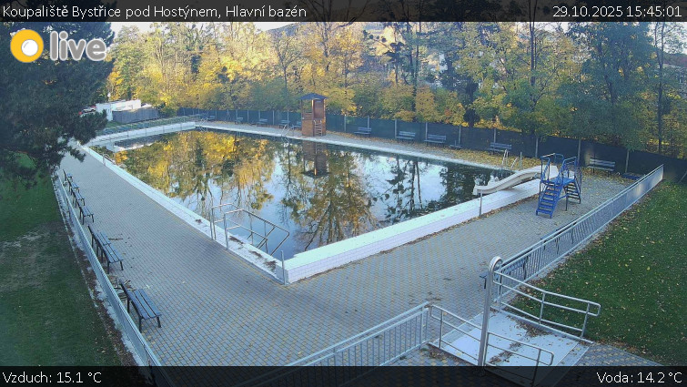 Koupaliště Bystřice pod Hostýnem - Hlavní bazén - 29.10.2025 v 15:45 Koupaliště Bystřice pod Hostýnem - Hlavní bazén - 29.10.2025 v 15:45