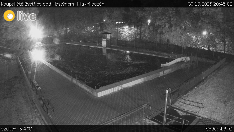 Koupaliště Bystřice pod Hostýnem - Hlavní bazén - 30.10.2025 v 20:45 Koupaliště Bystřice pod Hostýnem - Hlavní bazén - 30.10.2025 v 20:45