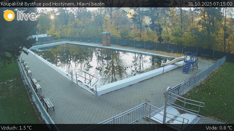 Koupaliště Bystřice pod Hostýnem - Hlavní bazén - 31.10.2025 v 07:15 Koupaliště Bystřice pod Hostýnem - Hlavní bazén - 31.10.2025 v 07:15