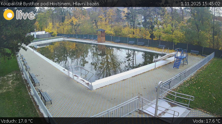 Koupaliště Bystřice pod Hostýnem - Hlavní bazén - 1.11.2025 v 15:45 Koupaliště Bystřice pod Hostýnem - Hlavní bazén - 1.11.2025 v 15:45