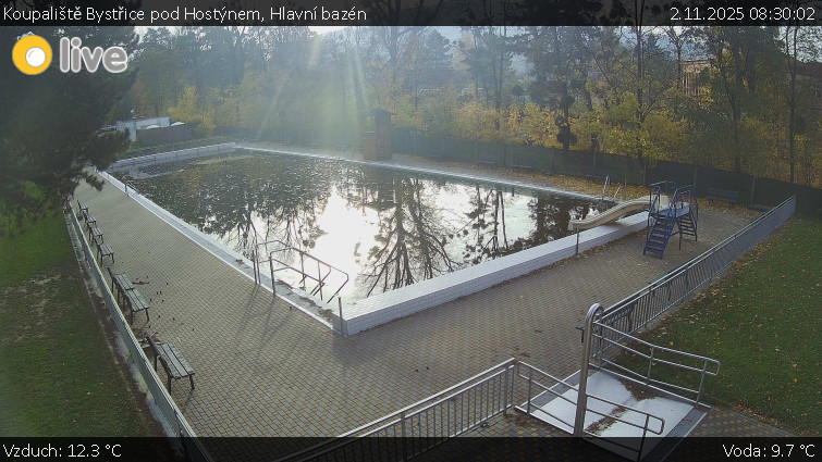 Koupaliště Bystřice pod Hostýnem - Hlavní bazén - 2.11.2025 v 08:30 Koupaliště Bystřice pod Hostýnem - Hlavní bazén - 2.11.2025 v 08:30