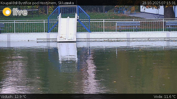 Koupaliště Bystřice pod Hostýnem - Skluzavka  - 23.10.2025 v 07:15 Koupaliště Bystřice pod Hostýnem - Skluzavka  - 23.10.2025 v 07:15