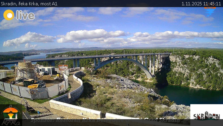 Městečko Skradin - Skradin, řeka Krka, most A1 - 1.11.2025 v 11:45 Městečko Skradin - Skradin, řeka Krka, most A1 - 1.11.2025 v 11:45